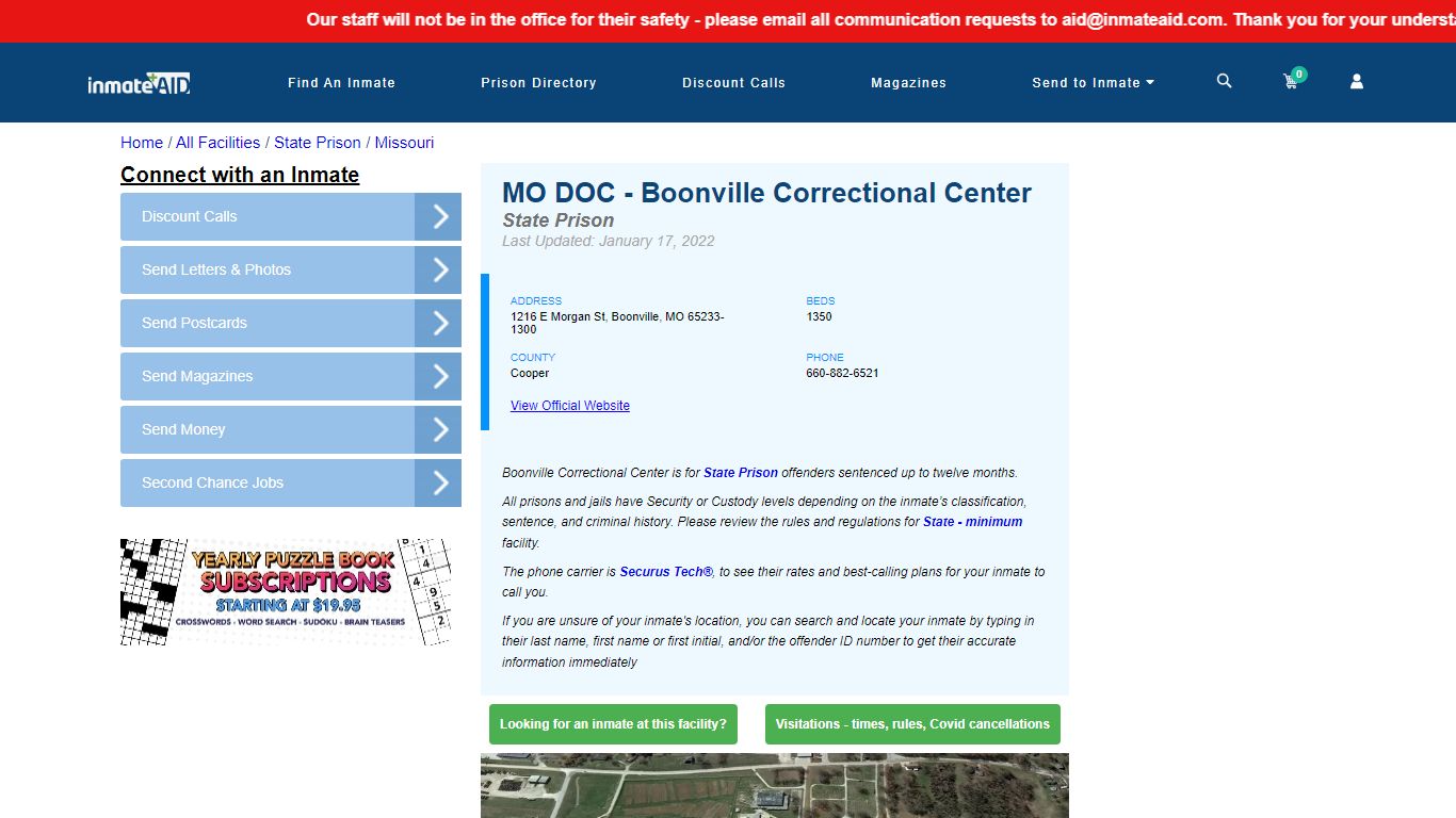 MO DOC - Boonville Correctional Center - InmateAid