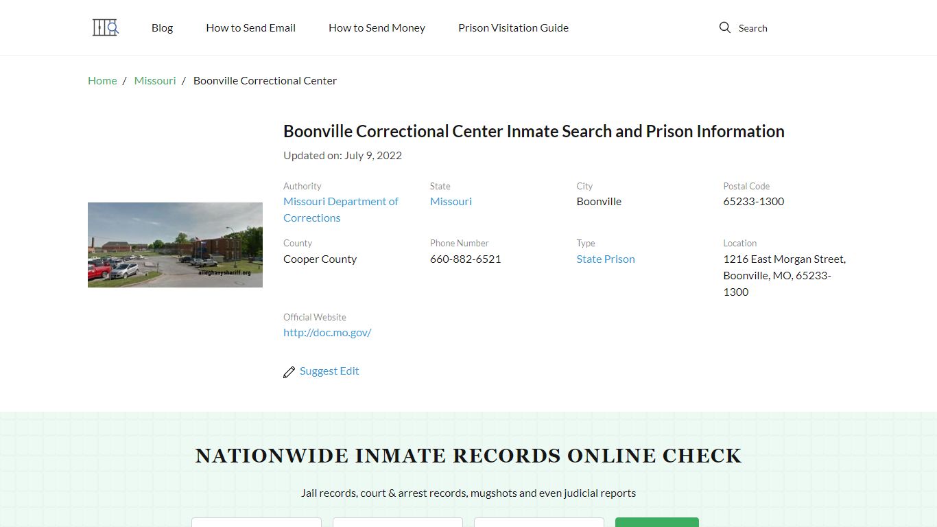 Boonville Correctional Center Inmate Search, Visitation, Phone no ...