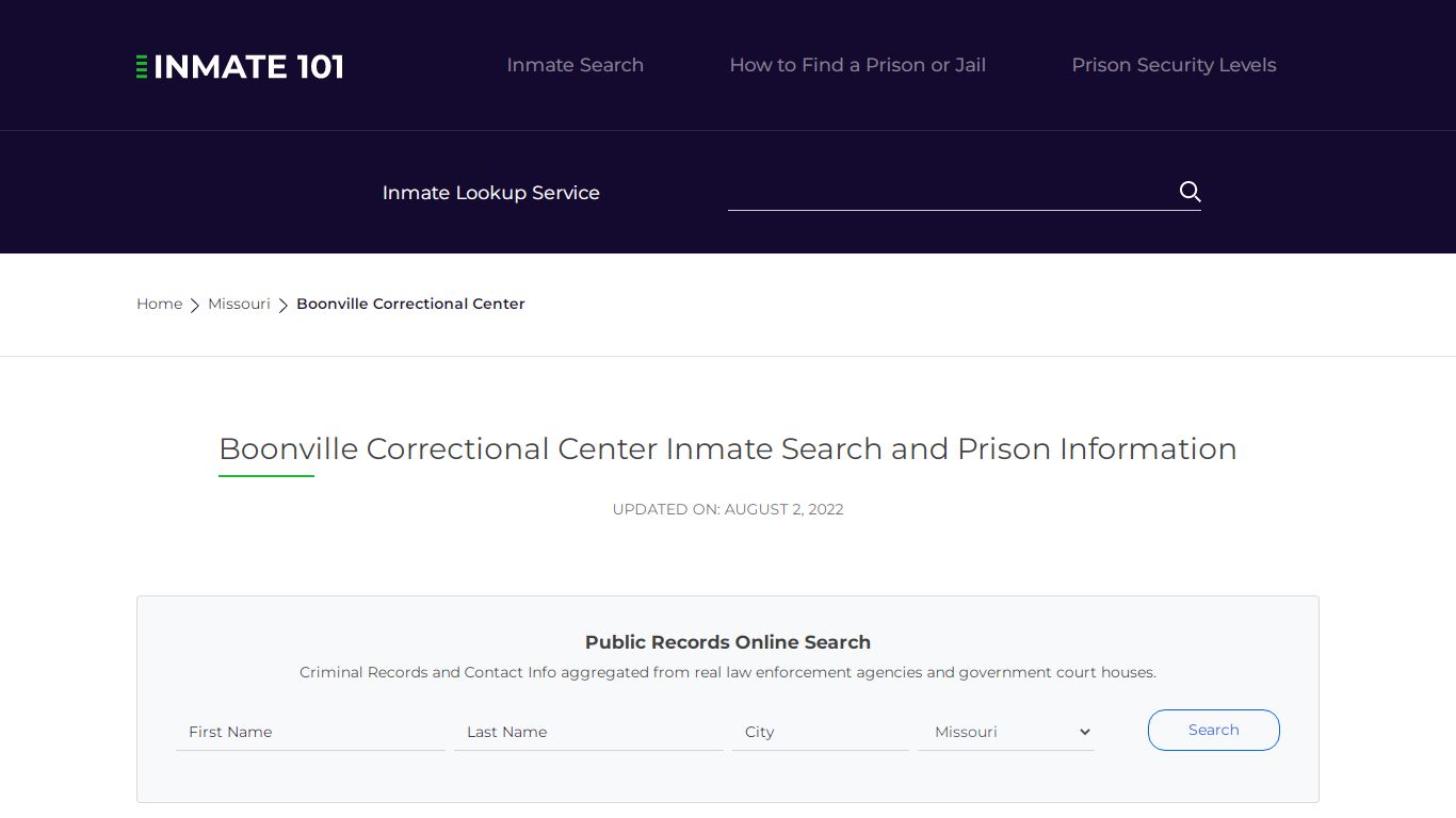 Boonville Correctional Center Inmate Search, Visitation, Phone no ...