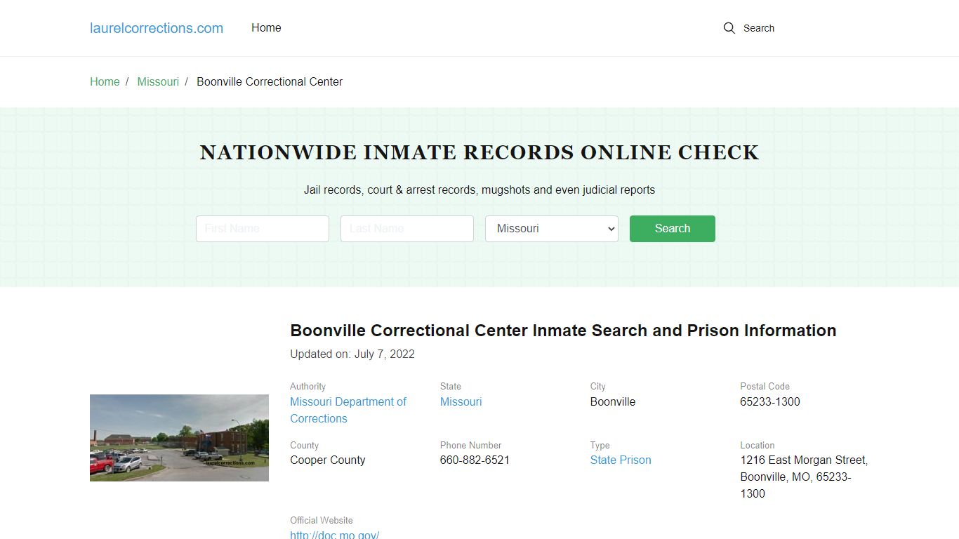 Boonville Correctional Center Inmate Search, Visitation, Phone no ...