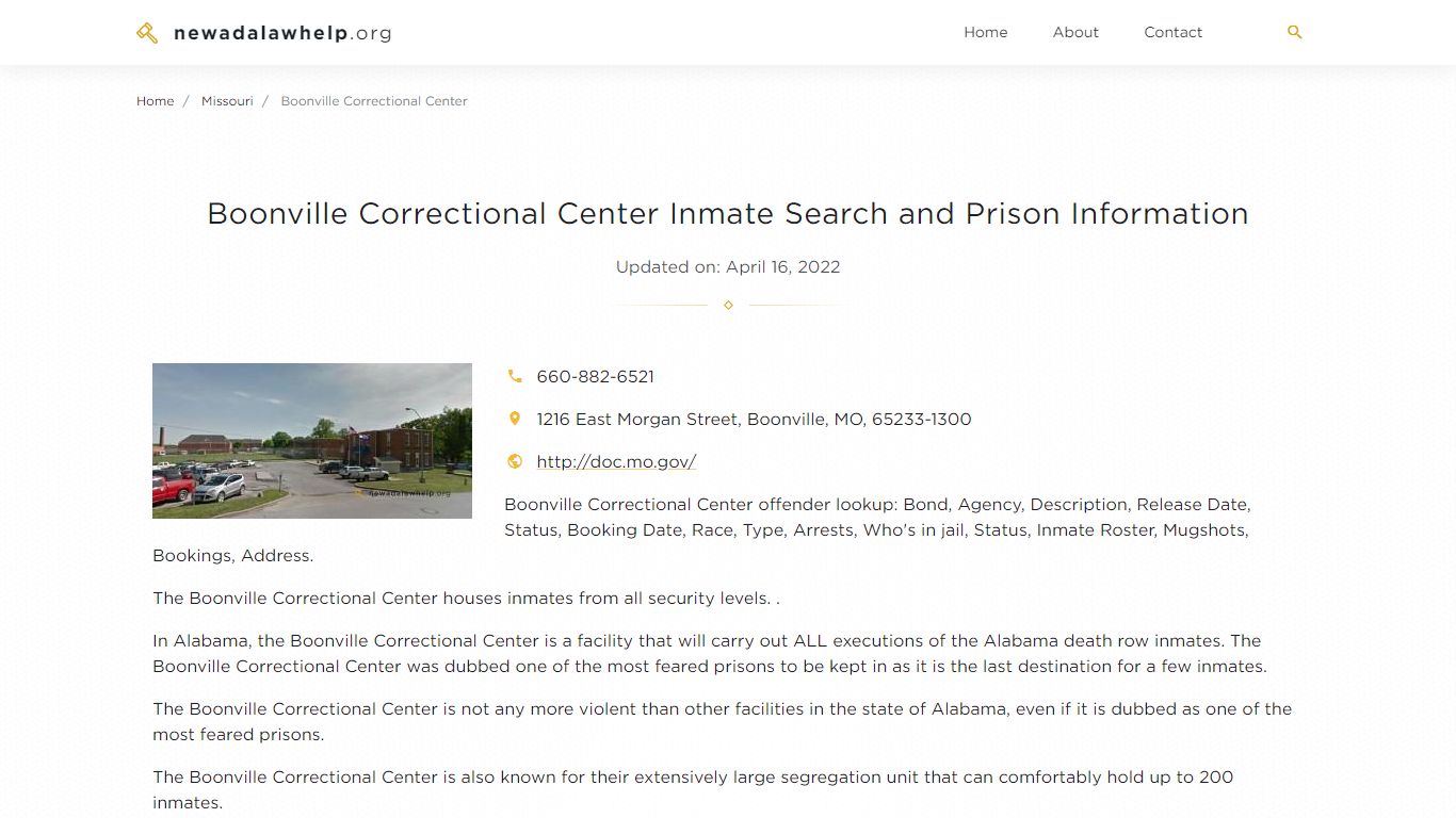 Boonville Correctional Center Inmate Search, Visitation, Phone no ...